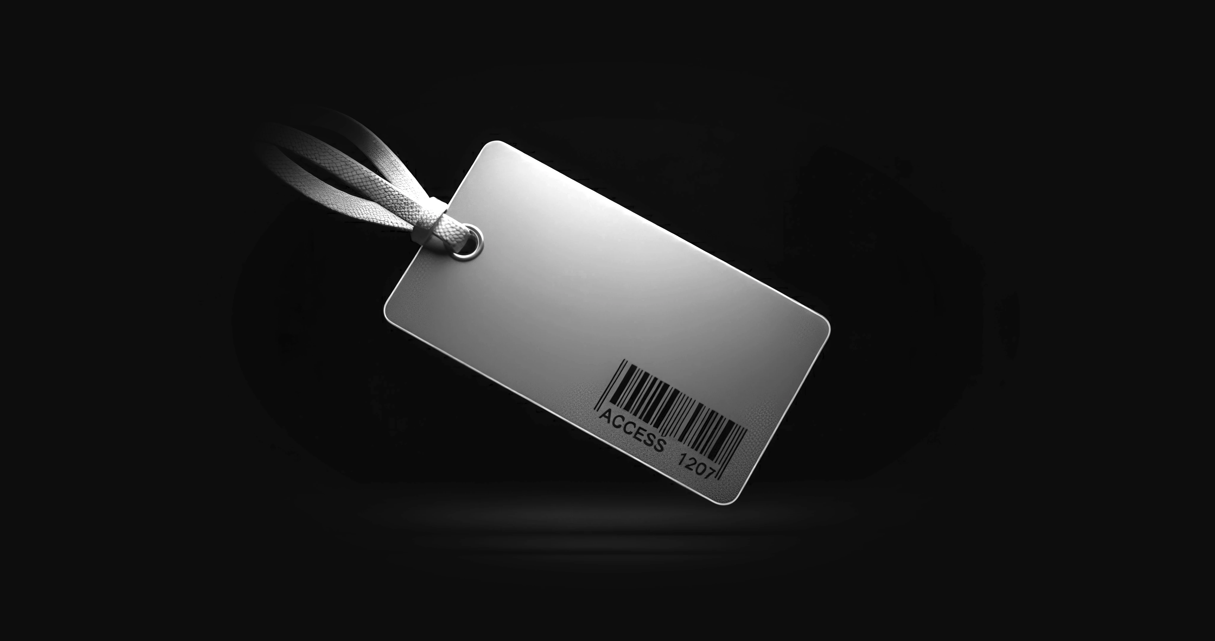 A white price tag with a barcode and "IDENTITY 1207" text on a black background.